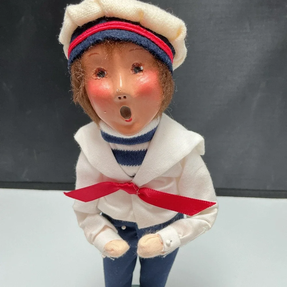 Byers Choice The Carolers Sailor Boy Doll Red Scarf Striped Shirt Nautical 2000